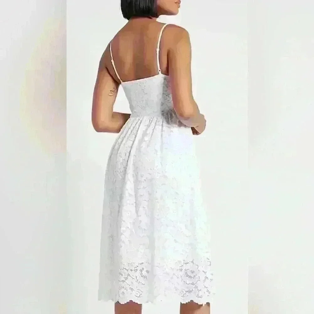 Express Lace V-Neck Midi Dress Size Small